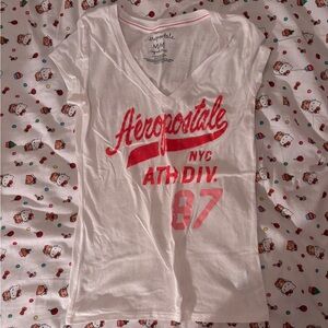 Aeropostale y2k White and Pink Graphic Tee